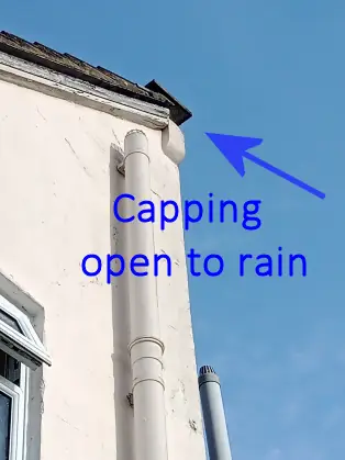 wall capping open to rain